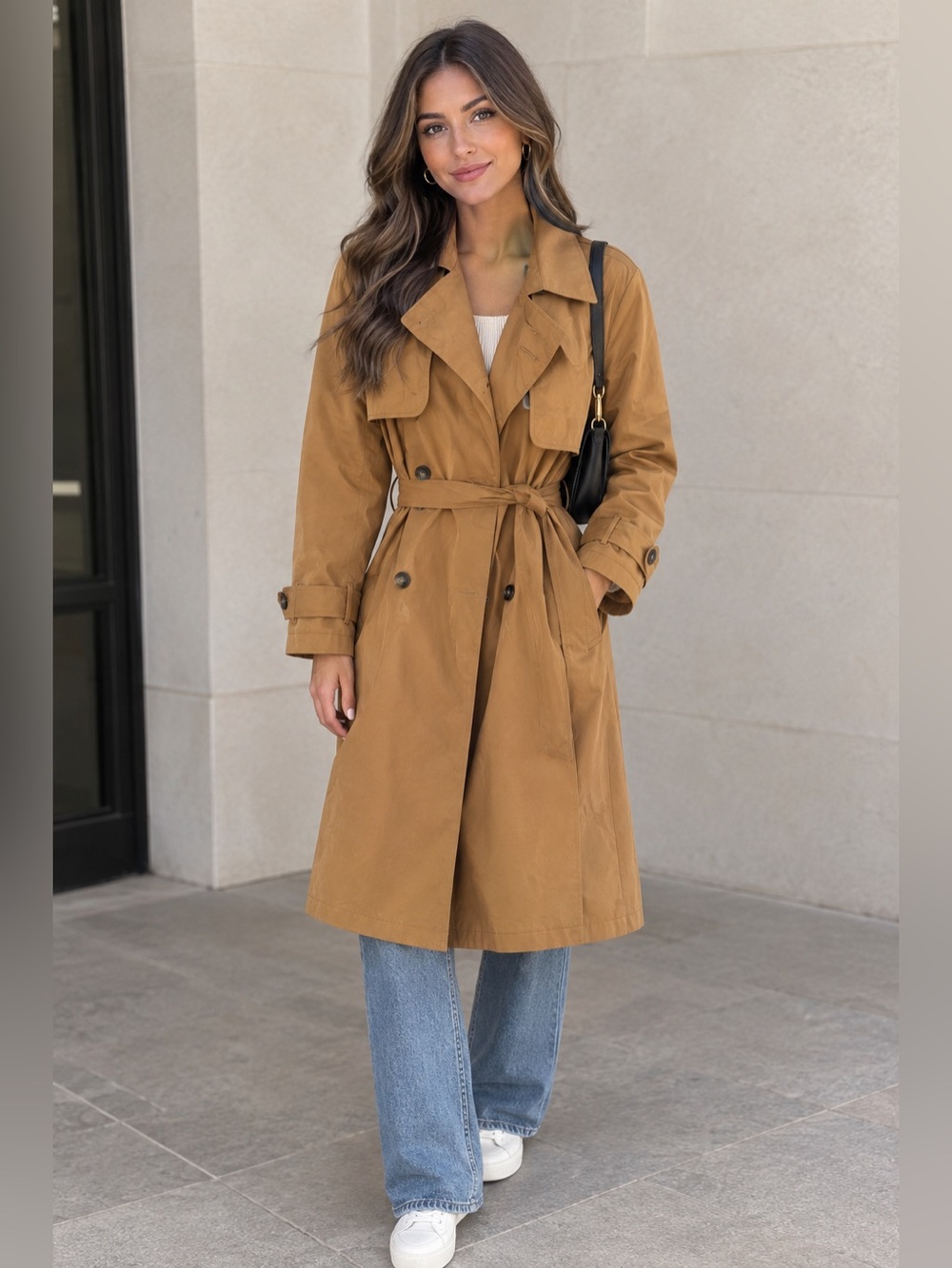 a new day Camel Tan Trench Coat with Belt